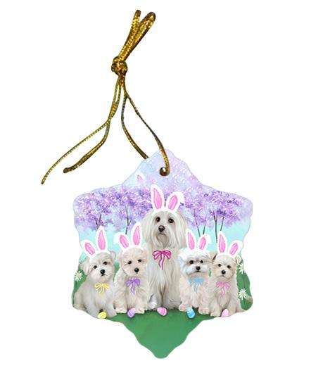 Malteses Dog Easter Holiday Star Porcelain Ornament SPOR49175