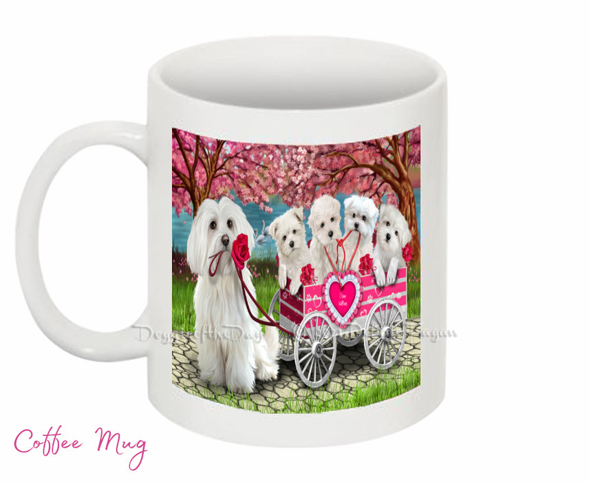 Mother's Day Gift Basket Maltese Dogs Blanket, Pillow, Coasters, Magnet, Coffee Mug and Ornament
