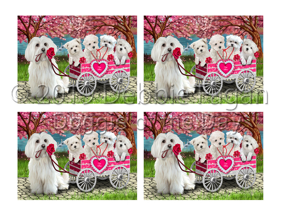 I Love Maltese Dogs in a Cart Placemat