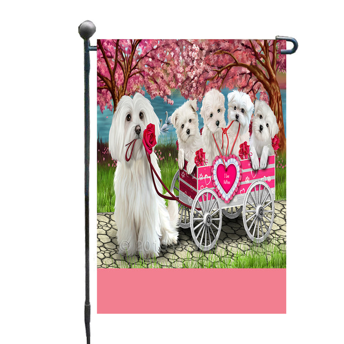 Personalized I Love Maltese Dogs in a Cart Custom Garden Flags GFLG-DOTD-A62167