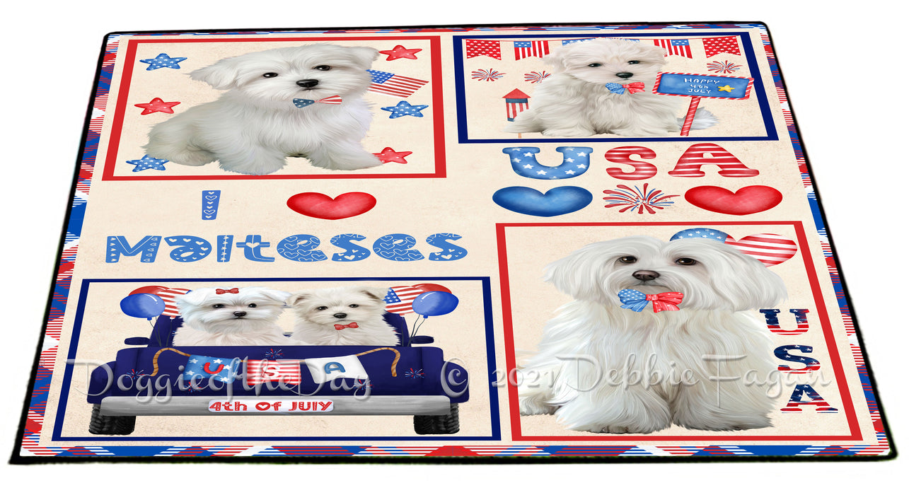 4th of July Independence Day I Love USA Maltese Dogs Floormat FLMS56254 Floormat FLMS56254