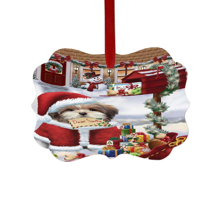 Malti Tzu Dog Dear Santa Letter Christmas Holiday Mailbox Double-Sided Photo Benelux Christmas Ornament LOR49065