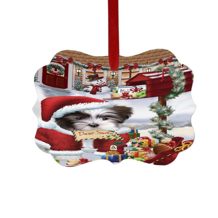 Malti Tzu Dog Dear Santa Letter Christmas Holiday Mailbox Double-Sided Photo Benelux Christmas Ornament LOR49066