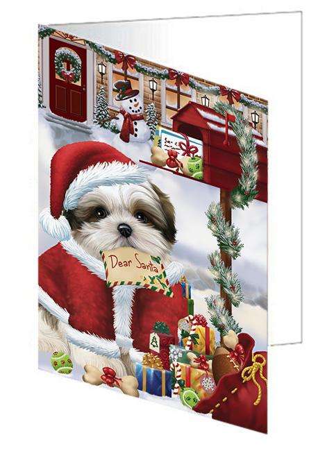 Malti Tzu Dog Dear Santa Letter Christmas Holiday Mailbox Handmade Artwork Assorted Pets Greeting Cards and Note Cards with Envelopes for All Occasions and Holiday Seasons GCD64670