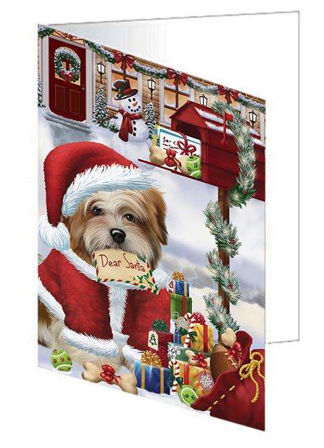 Malti Tzu Dog Dear Santa Letter Christmas Holiday Mailbox Handmade Artwork Assorted Pets Greeting Cards and Note Cards with Envelopes for All Occasions and Holiday Seasons GCD64673