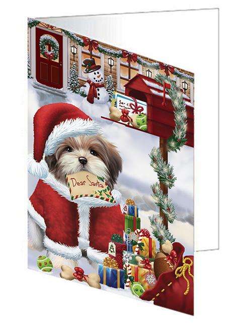 Malti Tzu Dog Dear Santa Letter Christmas Holiday Mailbox Handmade Artwork Assorted Pets Greeting Cards and Note Cards with Envelopes for All Occasions and Holiday Seasons GCD64676
