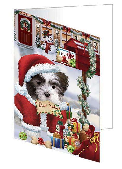 Malti Tzu Dog Dear Santa Letter Christmas Holiday Mailbox Handmade Artwork Assorted Pets Greeting Cards and Note Cards with Envelopes for All Occasions and Holiday Seasons GCD64679