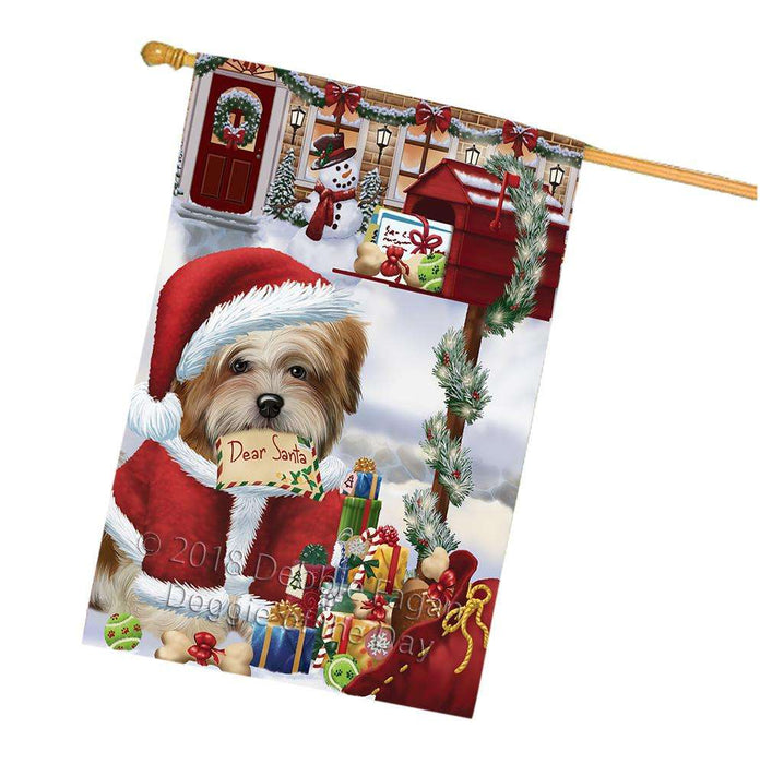 Malti Tzu Dog Dear Santa Letter Christmas Holiday Mailbox House Flag FLG53746