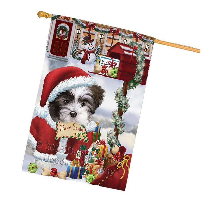 Malti Tzu Dog Dear Santa Letter Christmas Holiday Mailbox House Flag FLG53748