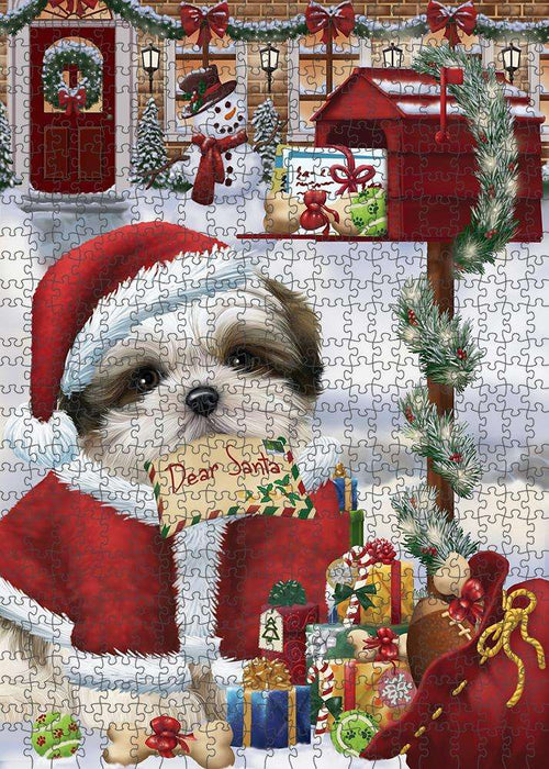 Malti Tzu Dog Dear Santa Letter Christmas Holiday Mailbox Puzzle with Photo Tin PUZL81344