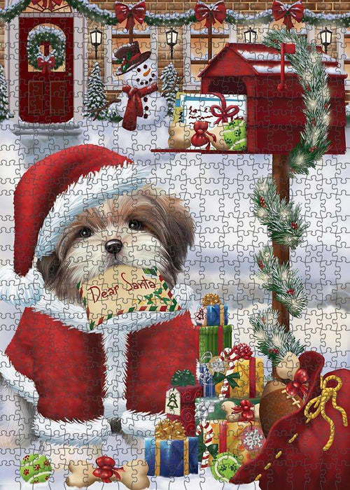 Malti Tzu Dog Dear Santa Letter Christmas Holiday Mailbox Puzzle with Photo Tin PUZL81352