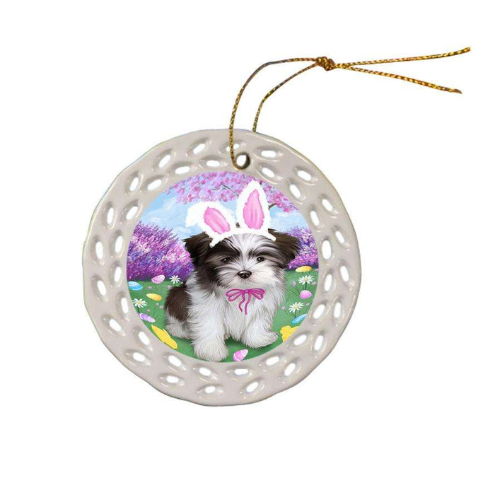 Malti Tzu Dog Easter Holiday Ceramic Doily Ornament DPOR49190