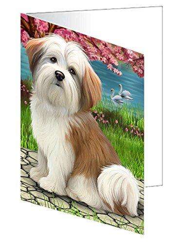 Malti Tzu Dog Handmade Artwork Assorted Pets Greeting Cards and Note Cards with Envelopes for All Occasions and Holiday Seasons GCD49709