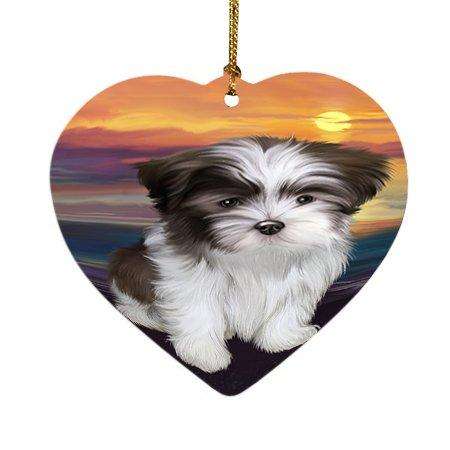 Malti Tzu Dog Heart Christmas Ornament HPOR48506