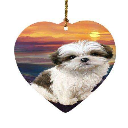 Malti Tzu Dog Heart Christmas Ornament HPOR48508