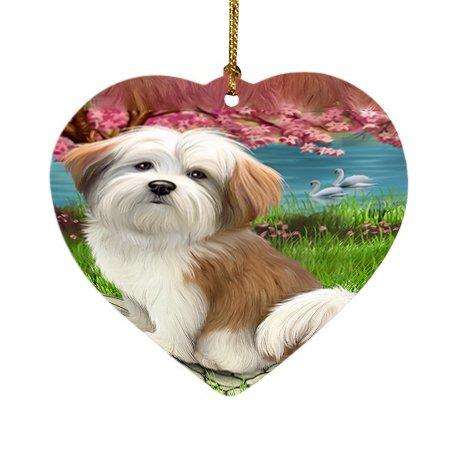 Malti Tzu Dog Heart Christmas Ornament HPOR48511