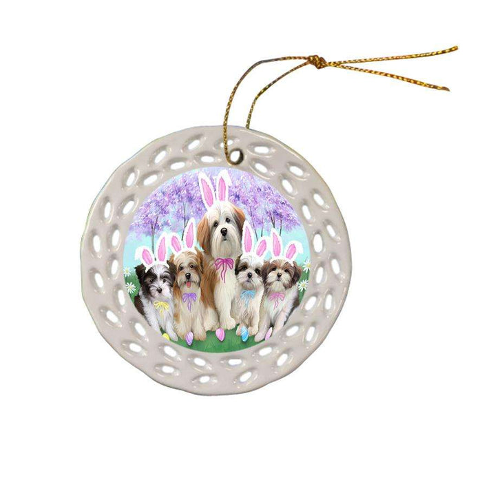 Malti Tzus Dog Easter Holiday Ceramic Doily Ornament DPOR49186