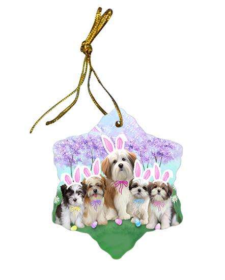 Malti Tzus Dog Easter Holiday Star Porcelain Ornament SPOR49178
