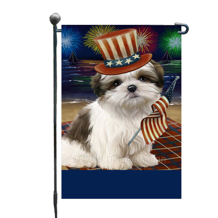 Personalized 4th of July Firework Malti Tzu Dog Custom Garden Flags GFLG-DOTD-A57980