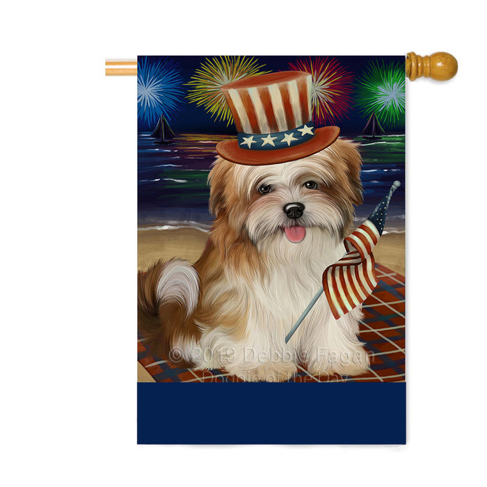 Personalized 4th of July Firework Malti Tzu Dog Custom House Flag FLG-DOTD-A58037