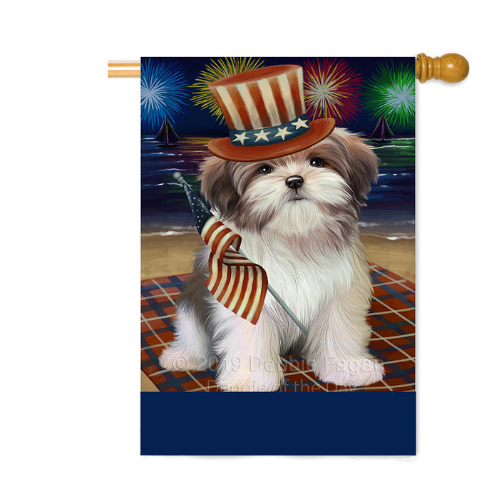 Personalized 4th of July Firework Malti Tzu Dog Custom House Flag FLG-DOTD-A58039