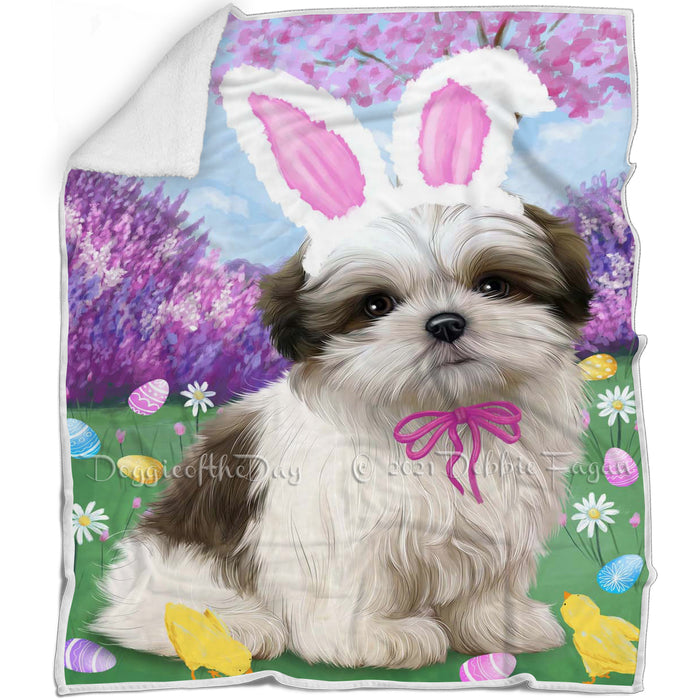 Malti Tzu Dog Easter Holiday Blanket BLNKT59502