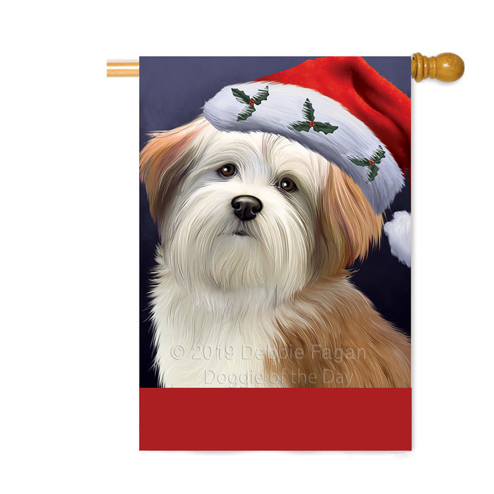 Personalized Christmas Holidays Malti Tzu Dog Wearing Santa Hat Portrait Head Custom House Flag FLG-DOTD-A59898