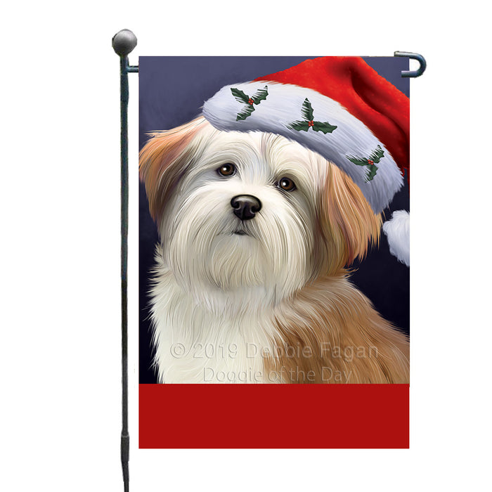 Personalized Christmas Holidays Malti Tzu Dog Wearing Santa Hat Portrait Head Custom Garden Flags GFLG-DOTD-A59842