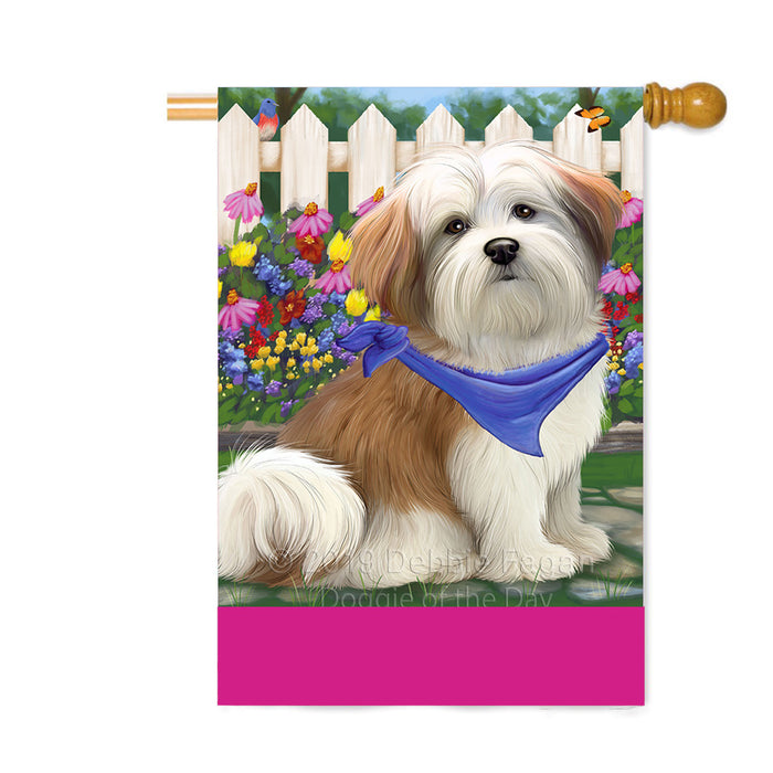 Personalized Spring Floral Malti Tzu Dog Custom House Flag FLG-DOTD-A62973