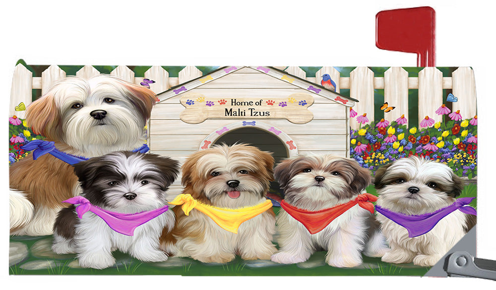Spring Dog House Malti Tzu Dogs Magnetic Mailbox Cover MBC48658