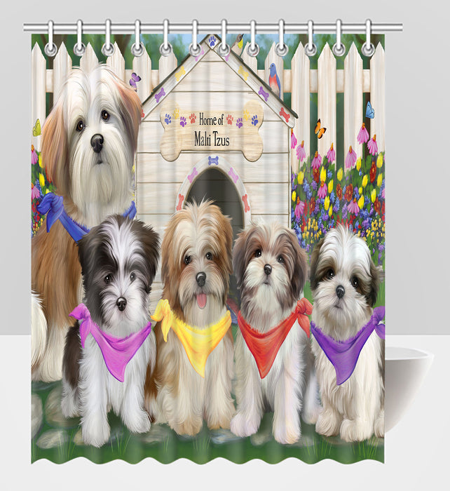 Spring Dog House Malti Tzu Dogs Shower Curtain