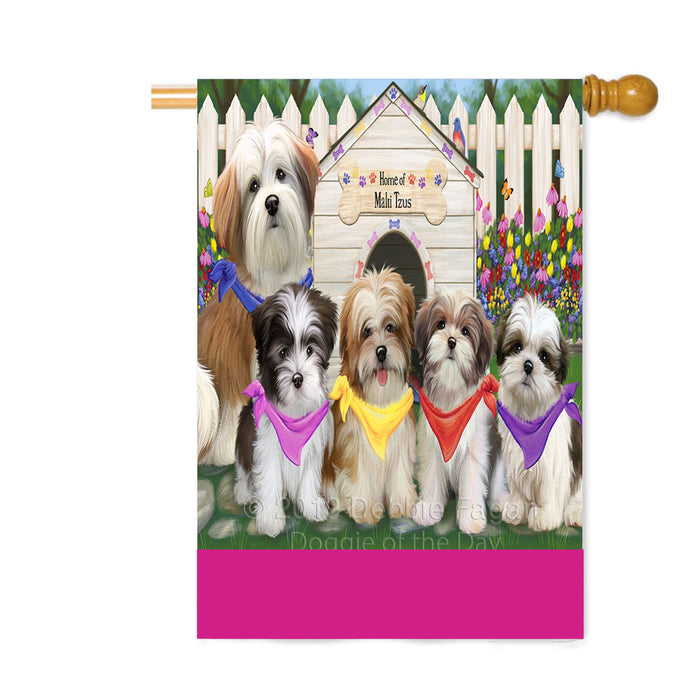 Personalized Spring Dog House Malti Tzu Dogs Custom House Flag FLG-DOTD-A62974