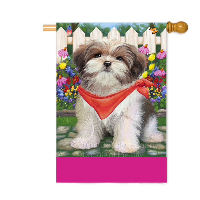 Personalized Spring Floral Malti Tzu Dog Custom House Flag FLG-DOTD-A62976