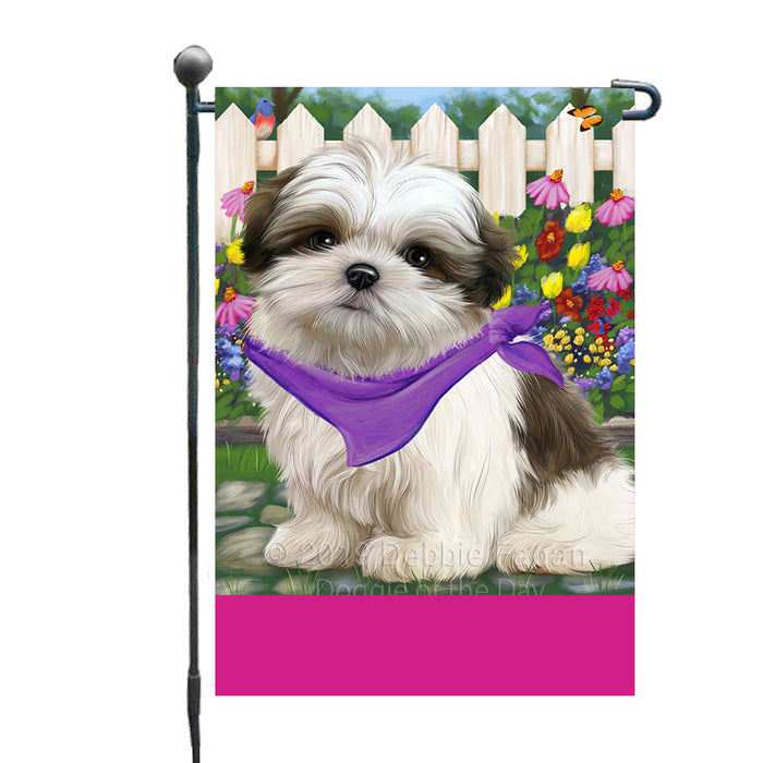 Personalized Spring Floral Malti Tzu Dog Custom Garden Flags GFLG-DOTD-A62921