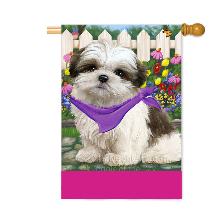 Personalized Spring Floral Malti Tzu Dog Custom House Flag FLG-DOTD-A62977