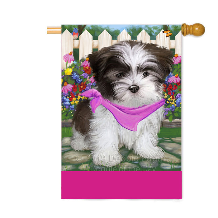 Personalized Spring Floral Malti Tzu Dog Custom House Flag FLG-DOTD-A62978