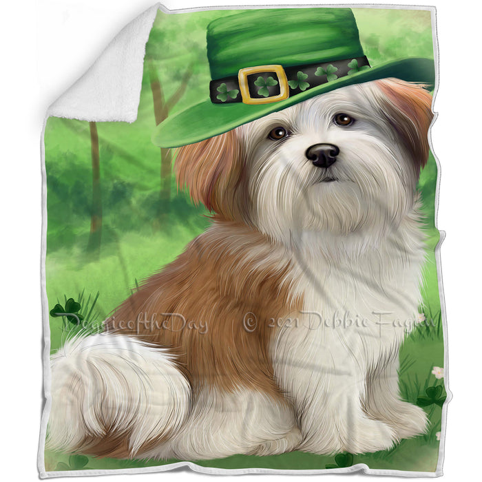 St. Patricks Day Irish Portrait Malti Tzu Dog Blanket BLNKT55119