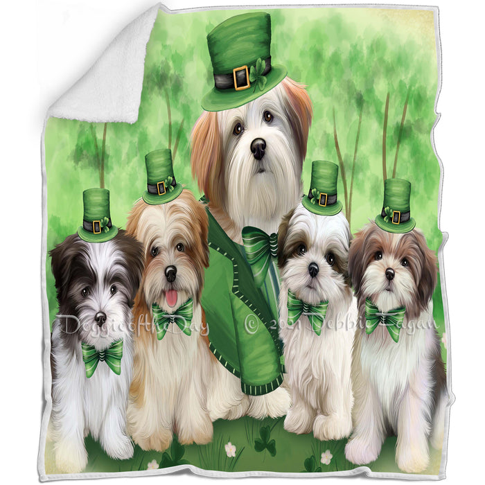 St. Patricks Day Irish Portrait Malti Tzus Dog Blanket BLNKT58476