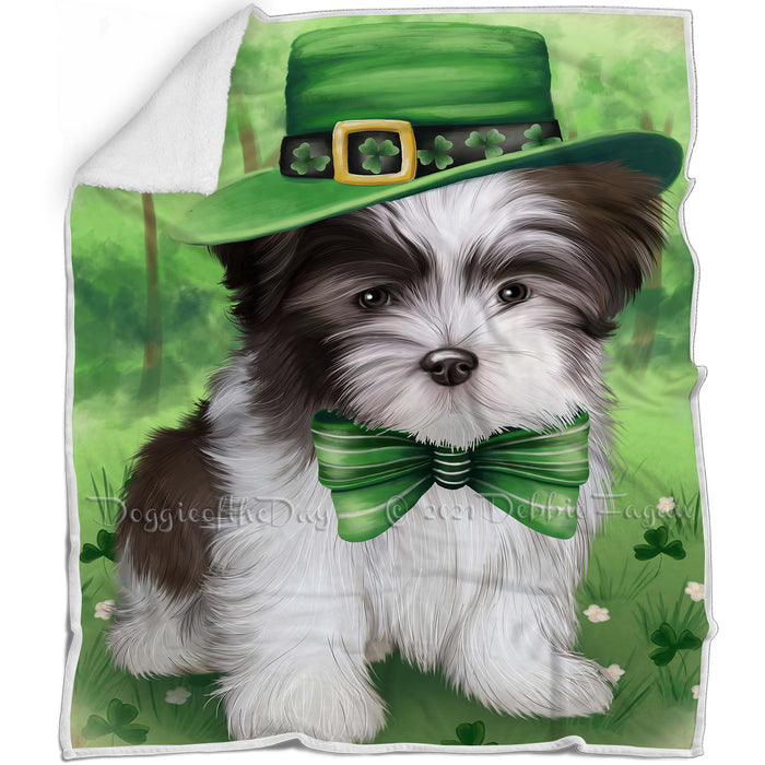 St. Patricks Day Irish Portrait Malti Tzu Dog Blanket BLNKT55128
