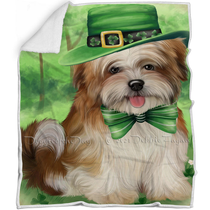 St. Patricks Day Irish Portrait Malti Tzu Dog Blanket BLNKT55146