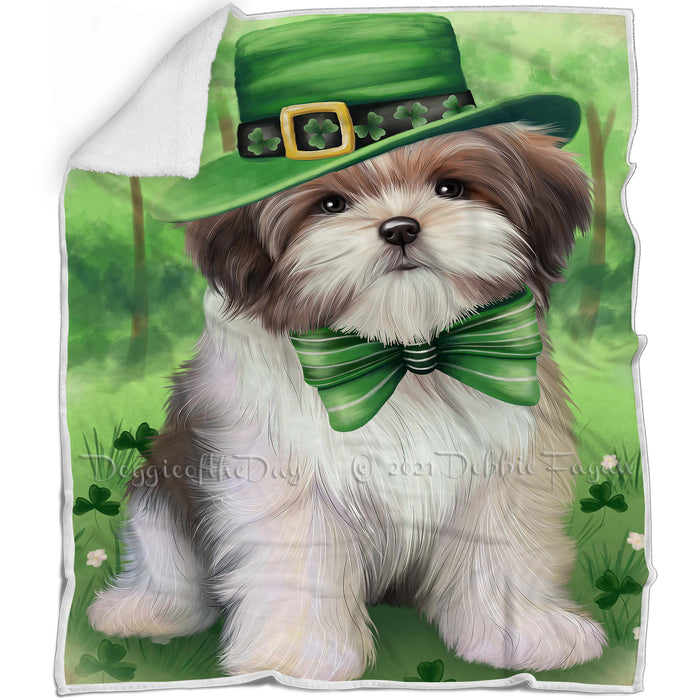 St. Patricks Day Irish Portrait Malti Tzu Dog Blanke BLNKT142357