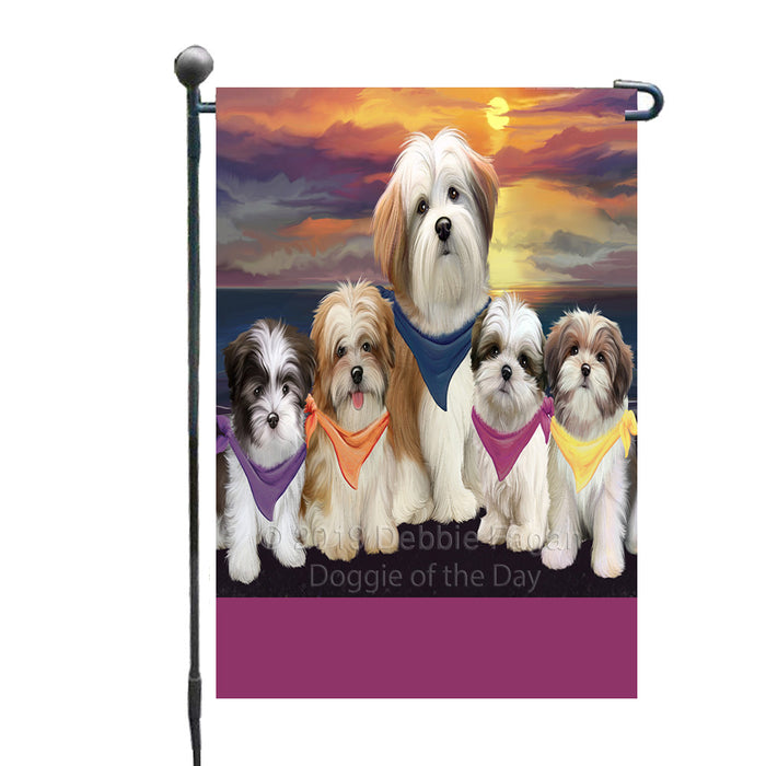 Personalized Family Sunset Portrait Malti Tzu Dogs Custom Garden Flags GFLG-DOTD-A60614