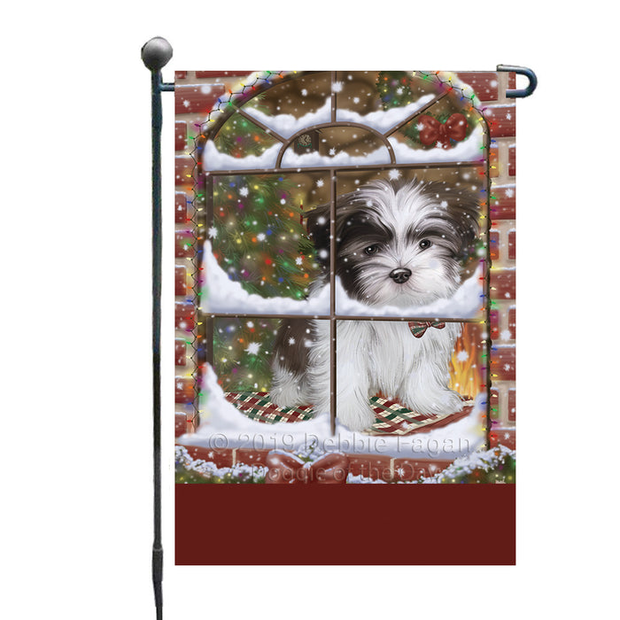 Personalized Please Come Home For Christmas Malti Tzu Dog Sitting In Window Custom Garden Flags GFLG-DOTD-A60181