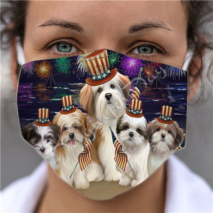 4th of July Independence Day Malti Tzu Dogs Face Mask FM49421