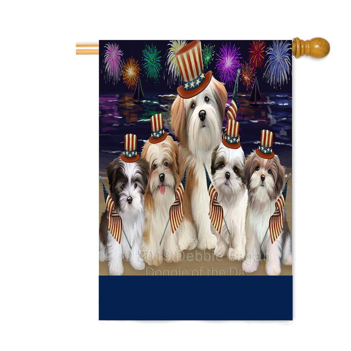 Personalized 4th of July Firework Malti Tzu Dogs Custom House Flag FLG-DOTD-A58040
