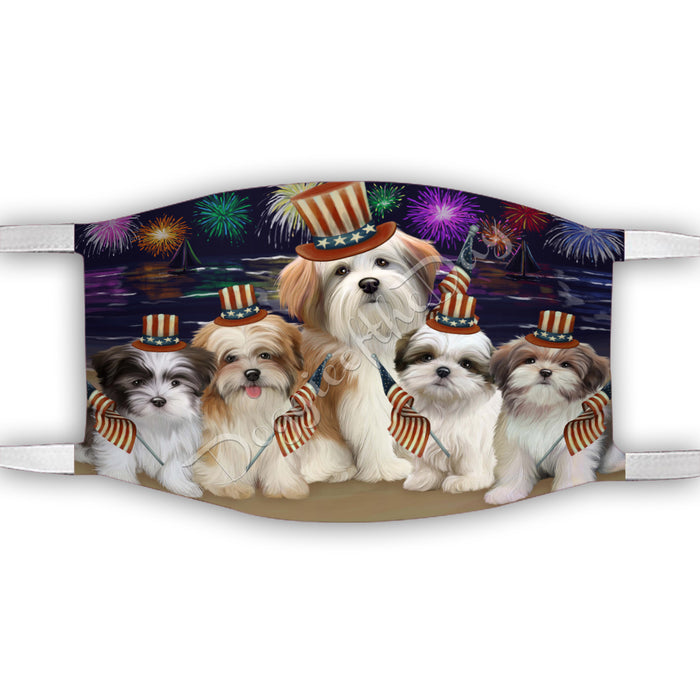 4th of July Independence Day Malti Tzu Dogs Face Mask FM49421