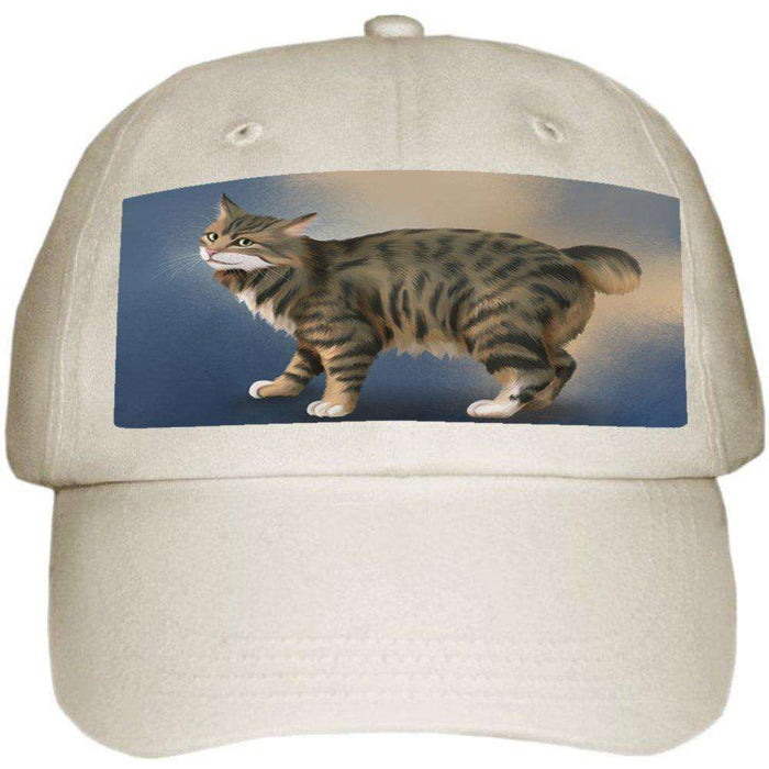 Manx Cat Ball Hat Cap Off White