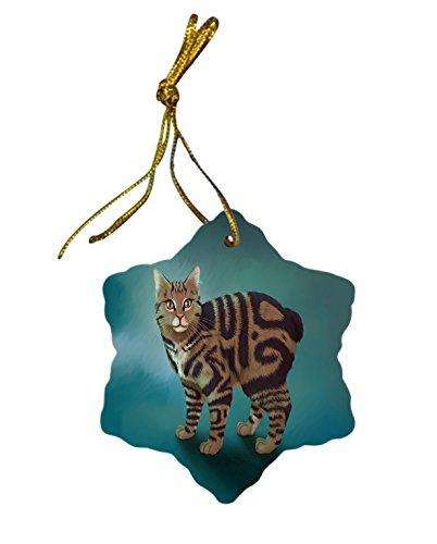 Manx Cat Christmas Snowflake Ceramic Ornament