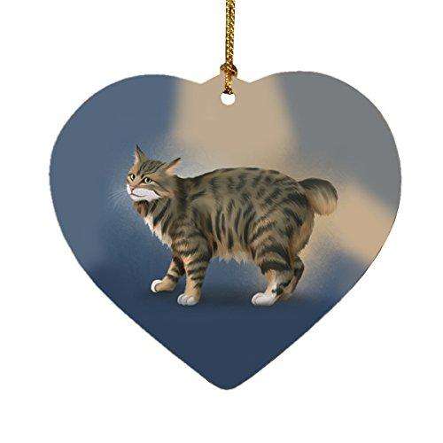 Manx Cat Heart Christmas Ornament