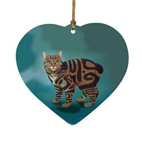 Manx Cat Heart Christmas Ornament